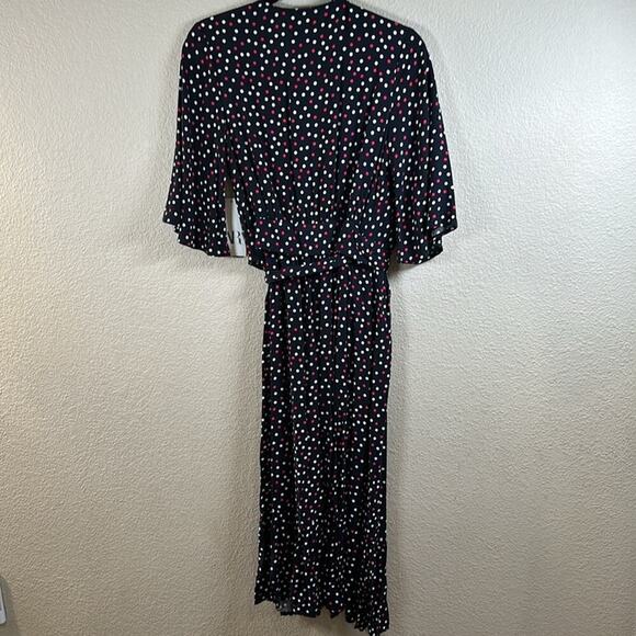 Zara Polka Dot Wrap Midi Maxi Long Dress Size XSmall Blue Red - Picture 5 of 8